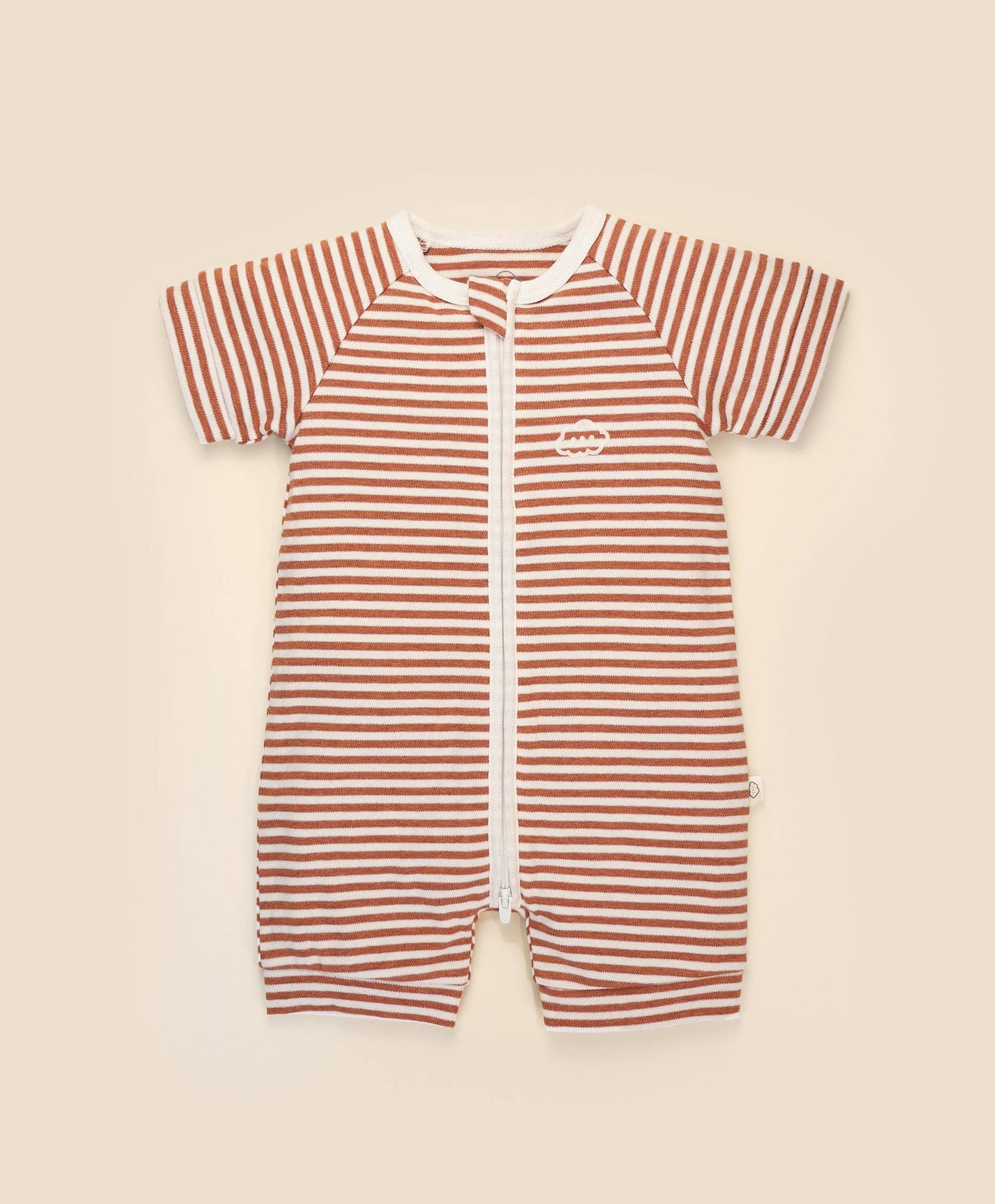 Comfy baby zip romper - Chestnut stripes