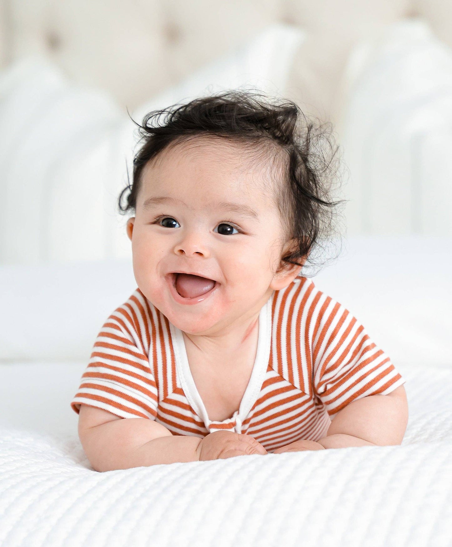 Comfy baby zip romper - Chestnut stripes